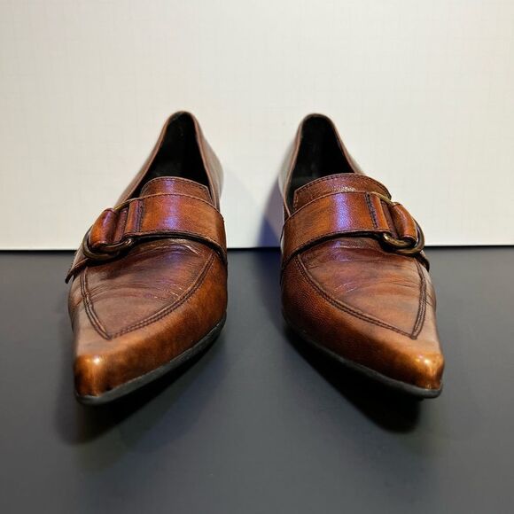 Womens NOVECENTO Brown Leather Pointed Toe Heels / Size 6.5 Narrow - EU 37 - Picture 3 of 9